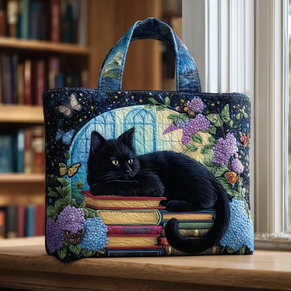 Ambachtelijke Tas – Zwarte Kat op Boeken
