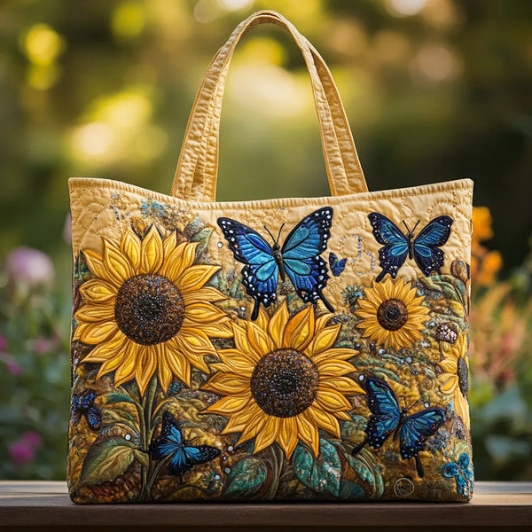 Ambachtelijke Tas – Zonnebloemen en Blauwe Vlinders