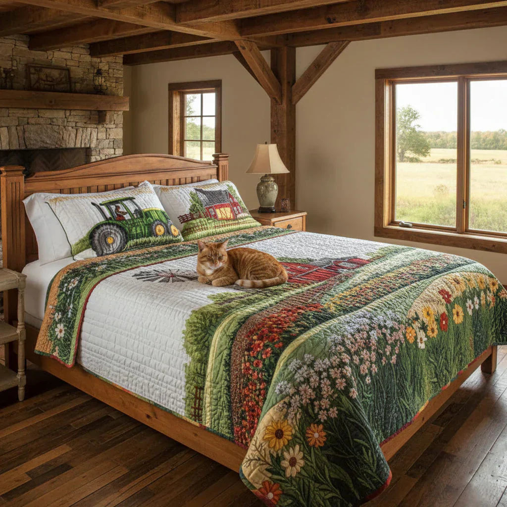 3-delige gestoffeerde bedset - Gelukkige Boerderij