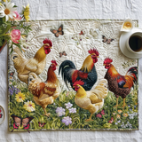 Fenna - Gewatteerde placemat Kippen Betoverend en Bloemen