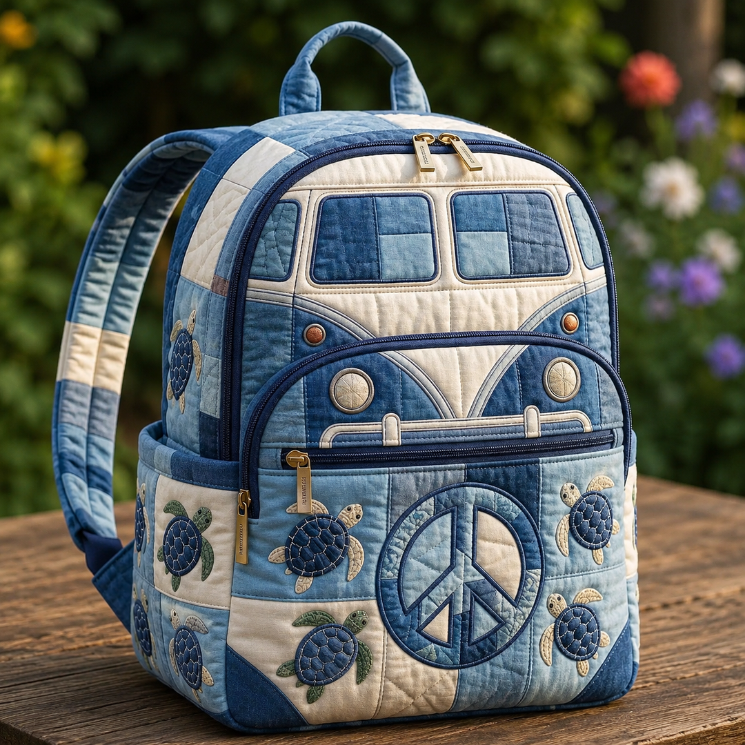 Bohemian Backpack - Denim & Turtle Design